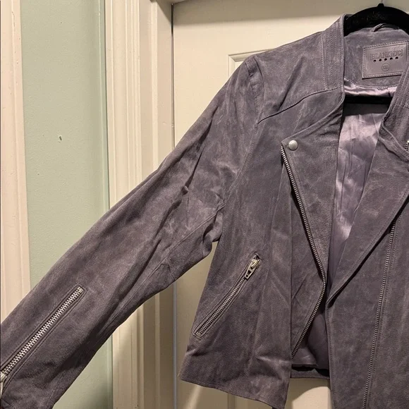 Blank NYC Women's Suede Gray Leather Moto/Biker Jacket - Picture 3 of 4